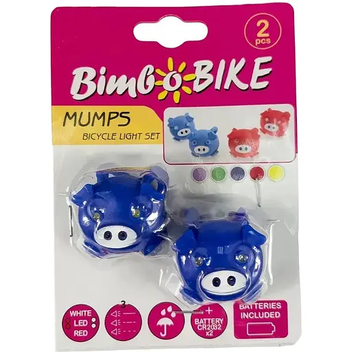 Ліхтар блимавка комплект Bimbo Bike Mumps в силіконовому корпусі 2 шт. блакитний (90303Blue-IS) - фото 5
