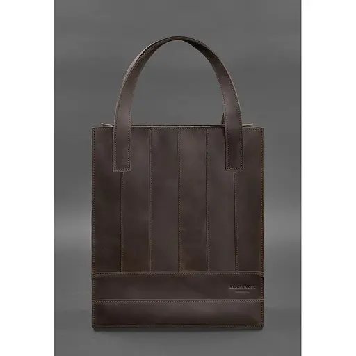 Шкіряна жіноча сумка шоппер Бетсі темно-коричнева - фото 1