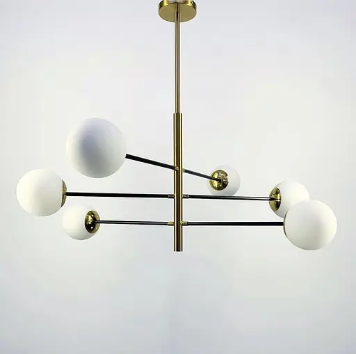 Современная каскадная люстра на 6 или 8 белых плафонов Ст. AOC 8 GD Line F - фото 9