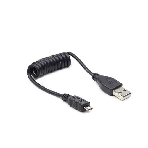 Кабель USB 2.0 AM - microUSB (5P), 0.6 м, чорний, Cablexpert, спіральний (CC-mUSB2C-AMBM-0.6M) - фото 1