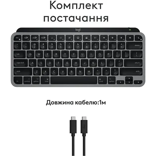 Клавиатура Logitech MX Keys Mini For Mac Minimalist Wireless Illuminated Space Gray (920-012652) - фото 2