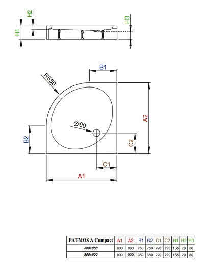 Душовий піддон Radaway Patmos A 80x80 Compact 4S88155-05 - фото 3