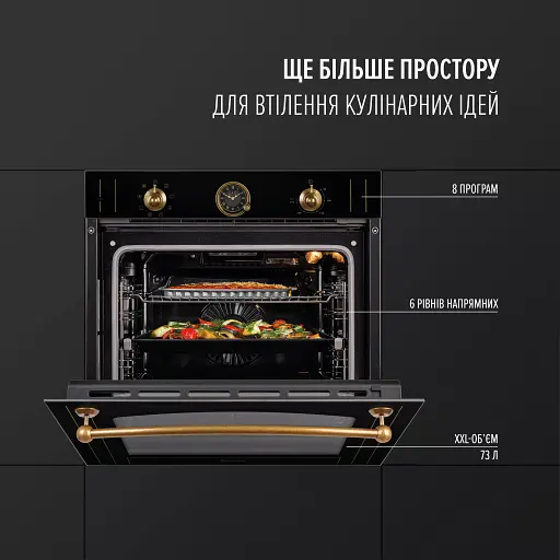 Духовой шкаф электрический Perfelli Vintage 6A8N Nero - фото 2