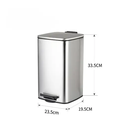 Мусорное ведро Zerix Kubix-TC0108 SS Color с плавным закрытием квадратное 8 л нержавейка (ZX5891)  - фото 4