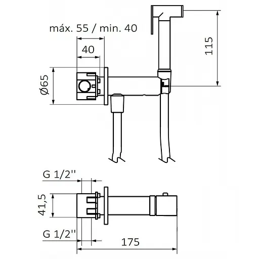 Гігієнічний душ GRB Black Rondo чорний 08225102, Чорний матовий - фото 2