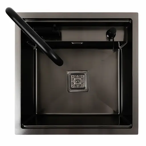 Кухонна мийка прихована чорна Platinum TZ 50x50, Чорний - фото 2