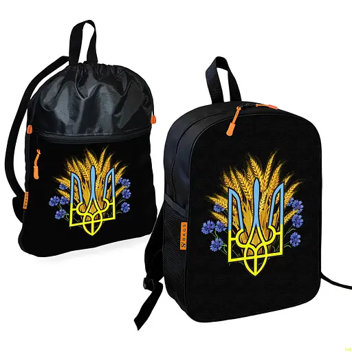 Школьный рюкзак детский Тризуб Украина + Сумка для обуви спортивной формы рюкзак-мешок мальчику (01855)