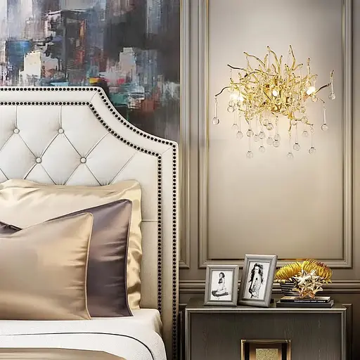 Витончене бра в золотистому корпусі Line F W 115B/3 GD+CL - фото 1