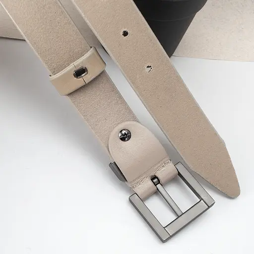 Ремень женский кожаный бежевый JK-3023 под брюки (120 см) - фото 5