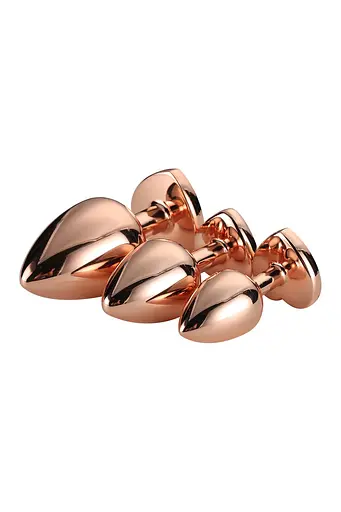 Анальна пробка Gleaming Love Gold Plug Set 3 шт. (рожевий) - фото 4