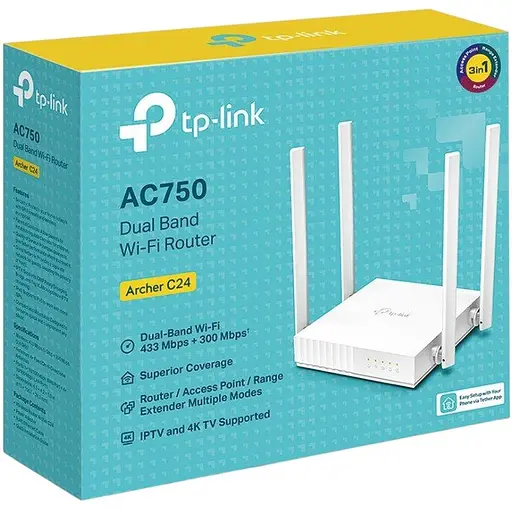 WI-FI роутер маршрутизатор TP-Link C-24 Archer AC750, 2.4 ГГц 5 ГГц Wi-Fi 5, 433 Мбіт/с - фото 3