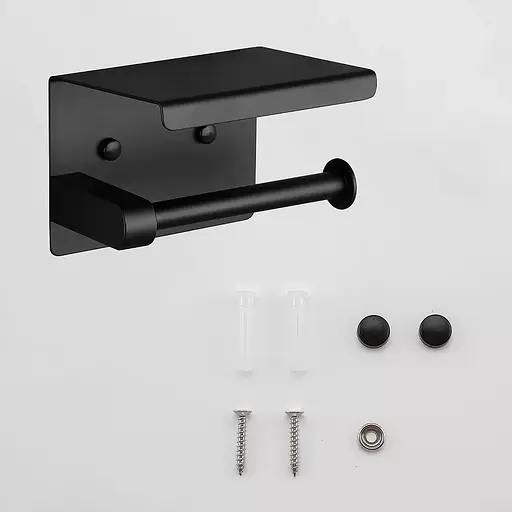 Тримач туалетного паперу Frap з полицею метал чорний F502-6 Чорний матовий - фото 3