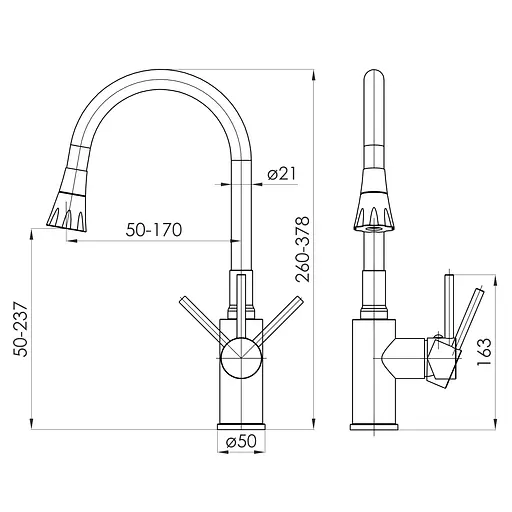 Змішувач для кухні з гнучким виливом Imprese Argo-s хром f03409001EC Хром - фото 2