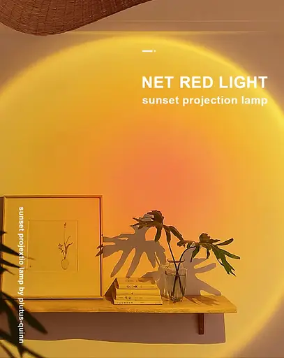 Проекційний нічник Червоний захід сонця RESTEQ. Нічний світильник Захід сонця USB. Настільний світильник Red Sunset 27 см - фото 4
