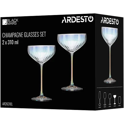 Набір келихів Ardesto Black Mars Zenith для шампанського 310 мл 2 шт. прозорий (AR2631EL) - фото 4