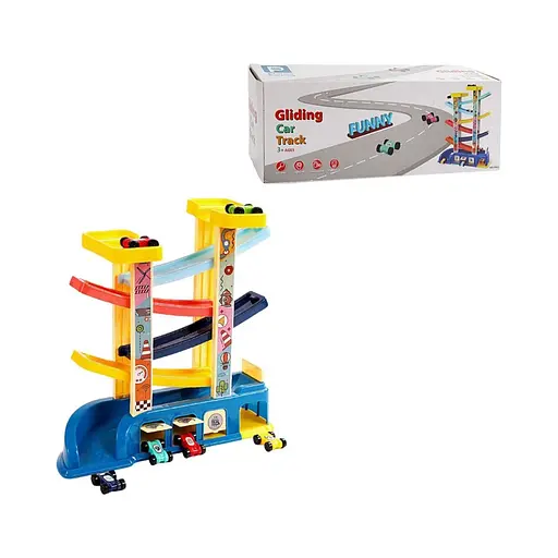 Игровой трек 9906 с гаражом, 6 машинок, 4 уровня, наклейки - фото 2