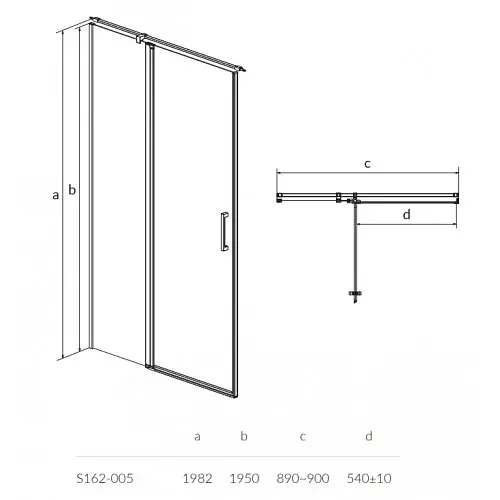 Душові двері Cersanit Moduo на завісах ліві 900x195 S162-005, Ліва, прозорий, хром - фото 2