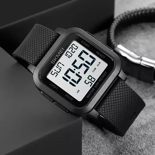 Чоловічий наручний годинник Skmei 1894 (Чорний з білим циферблатом) - фото 7