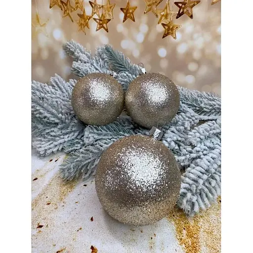 Набір ялинкових куль Блиск 80 мм 6 шт Шампань - фото 1