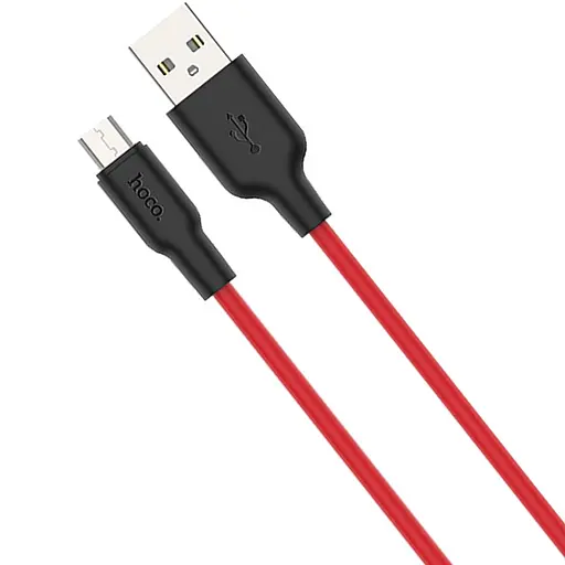 Дата кабель Hoco X21 Plus Silicone MicroUSB Cable (1m) Black / Red - фото 4