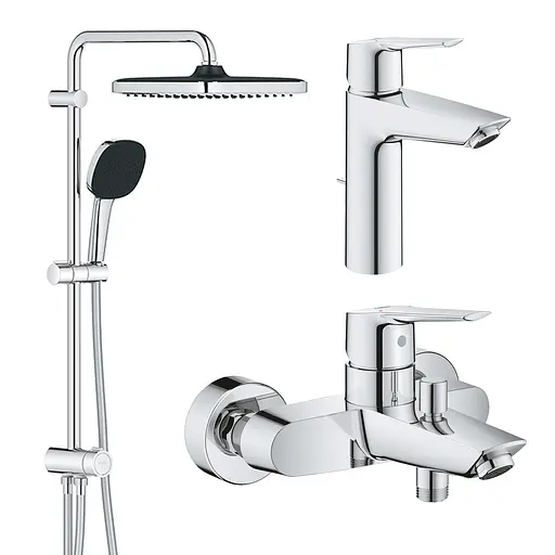 Набор смесителей 3 в 1 для ванной комнаты Grohe QuickFix Start M-Size UA202305RM, Хром - фото 1