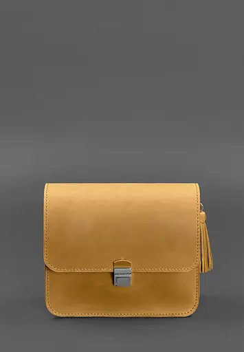 Шкіряна жіноча бохо-сумка Лілу жовта Crazy Horse - фото 8