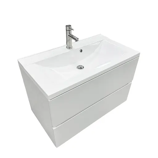 Набір для ванної кімнати Adamant раковина умивальник QUANTO 80 штучний камінь прямокутна з сифоном Click-Clack + змішувач - фото 6