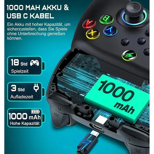 Переключатель беспроводного контроллера ALEEMTRY Pro Controller с функцией RGB Light/Programmable/Ake - фото 6
