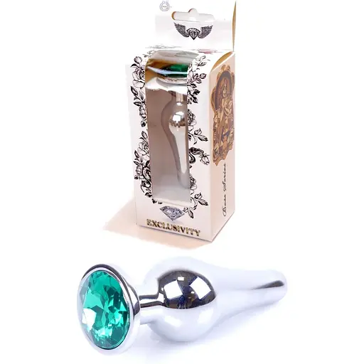 Анальна пробка Boss Of Toys Boss Series - Jewellery Silver Butt Plug Green, BS6400078, Срібний / Зелений - фото 3