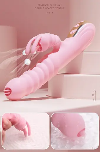 Вібратор-кролик Boss Series Hannah, 25 см (рожевий) - фото 4