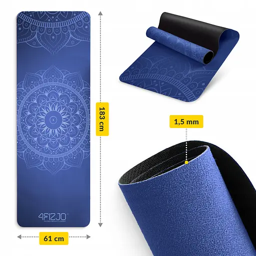 Коврик (мат) спортивный 4FIZJO замша 183 x 61 x 0.15 см для йоги и фитнеса Blue (P-5905973405713) - фото 13