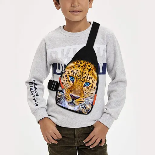 Сумка через плече дитяча Леопард 29х17 см сумка слінг для хлопчика (02297)
