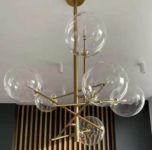 Люстра в корпусі метал кольору латунь на 6 або 8 прозорих плафонів | Арт. Y 8828 | Line F - фото 6