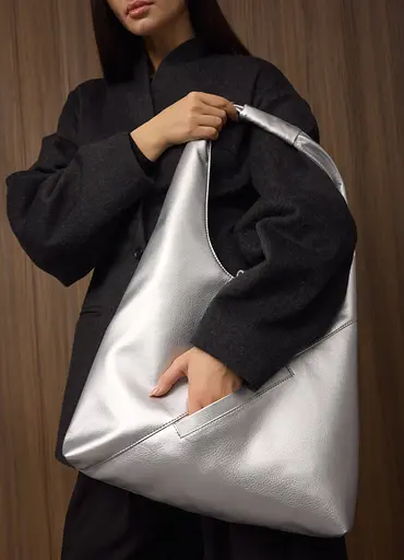 Женская сумка Sambag HOBO M серебро 35 х 40 х 8 см (53200003) - фото 4