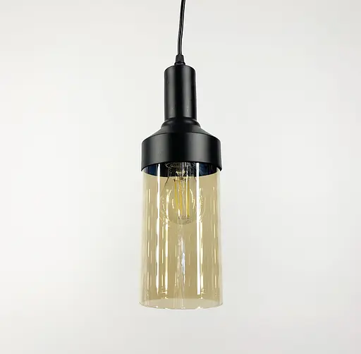 Світильник Loft в чорному каркасі Line.F Колір плафона Янтарний - фото 3