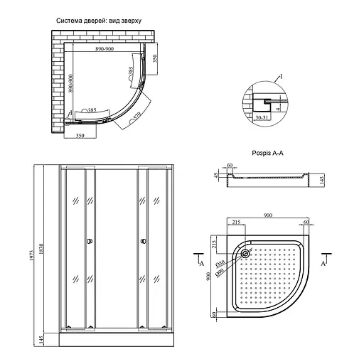 Душевая кабина Kroner KRP Harz - C.F.F. 90x90 см CV029560, хром матовый - фото 2