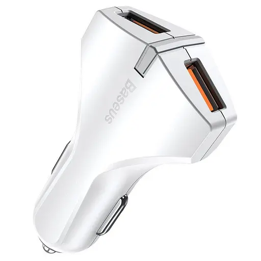 Быстрая зарядка Baseus Rocket Dual USB 3A QC 3.0 Fast Charge белая (CCALL-RK02) - фото 1