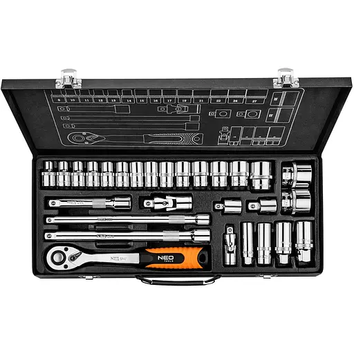 Neo Tools 08-677 Набор сменных головок 1/2", 3/8" 28 шт.