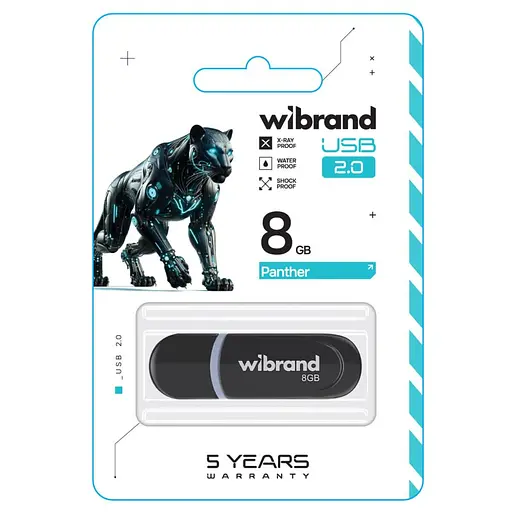 Flash Wibrand USB 2.0 Panther 8Gb Black - фото 2