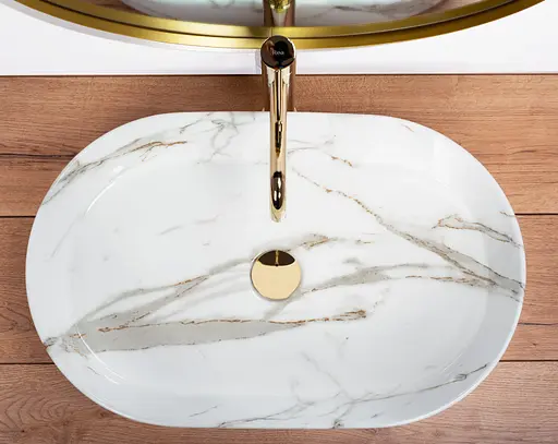 Умивальник Rea Nadia Shiny Aiax накладний мармур REA-U6506, Мармур - фото 6