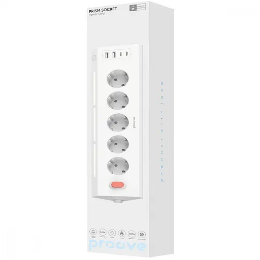 Мережевий фільтр Proove Prism Socket (5xAC + 2xType-C + 2xUSB) 1.6m white (PSPS25002202) - фото 3