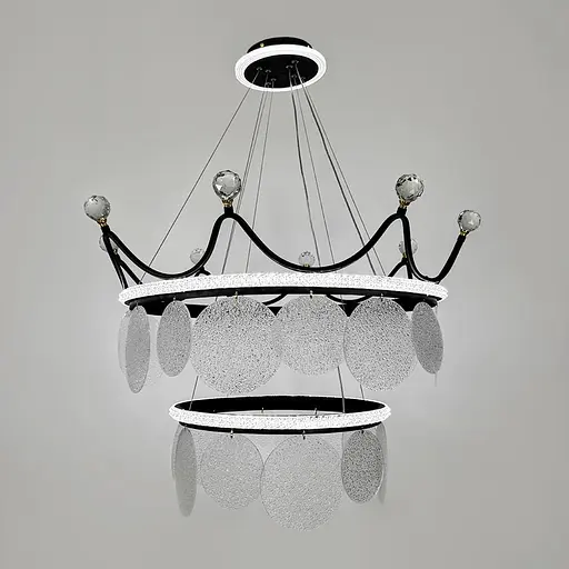 Підвісна чорна люстра у вигляді корони Ø 68 см | Арт. NO2-680 BK | Line F - фото 2