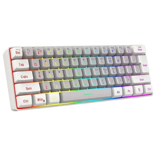 Snpurdiri 60% Дротова Ігрова Клавіатура, RGB Підсвічування, Компактна 61 Клавіша. Tadvyy, V800 balta ir pilka