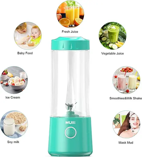 Портативний USB-перезарядний блендер Mulli Mini для смузі та молочних коктейлів, міні-блендер з шістьма лезами - фото 3