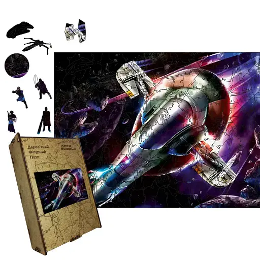 Деревянный фигурный пазл Раб-1, А5, Деревянная коробка 35 элементов