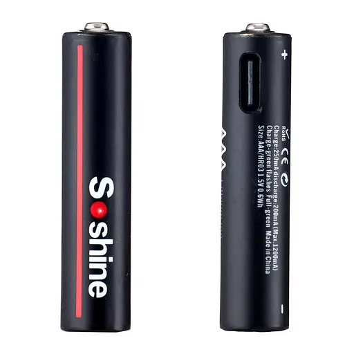 Аккумулятор AAA Soshine Li-ion R03 400mAh 10440 USB 1.5V (Черный) - фото 4