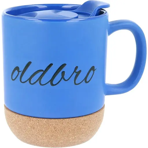 Керамічний кавовий кухоль OldBro Blue 414 мл з корковим дном і кришкою - фото 1