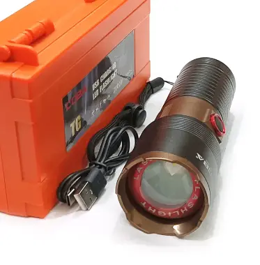 Тактический фонарь CB-X53-TG COP-2580000W мощный LED USB зарядка зум Черный - фото 3