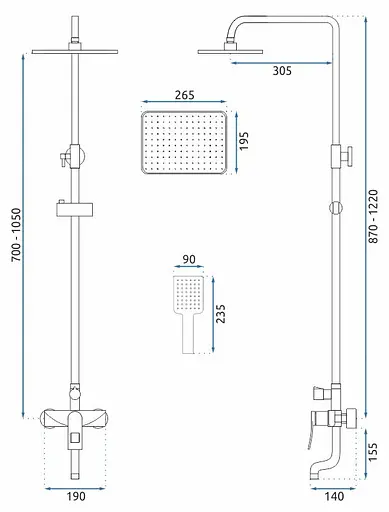 Душовя система Rea Hass з виливом brushed gold REA-B9972, Золотий - фото 5
