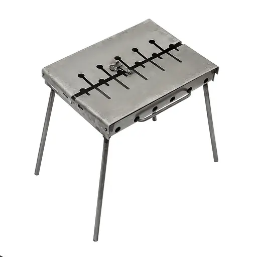 Розкладний розбірний мангал валіза дворівневий на 6 шампурів, Wood&Steel Чорний 82021 - фото 7